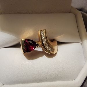 Custom garnet/diamond ring